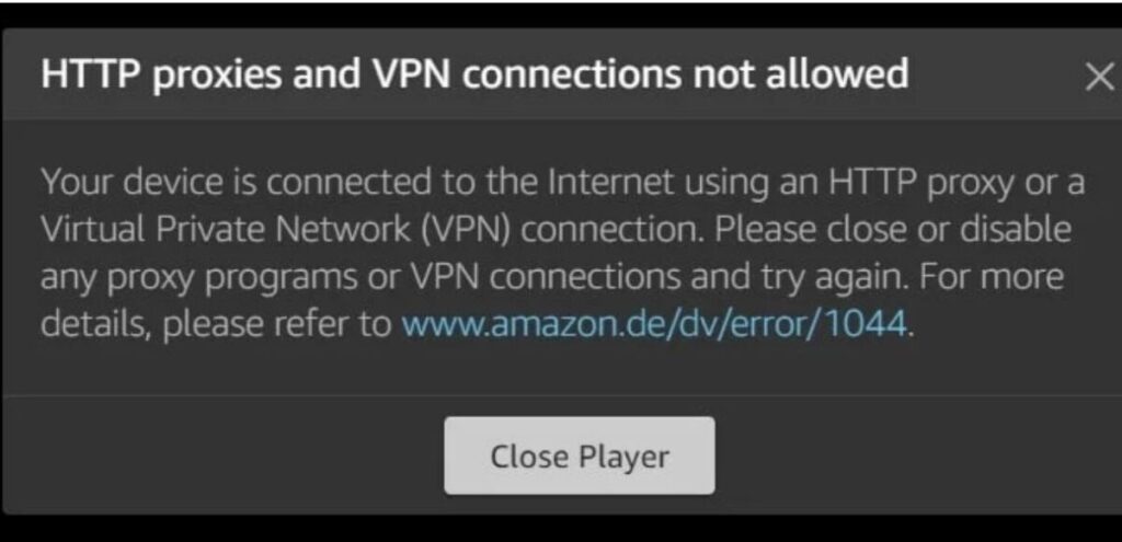 Amazon Prime HTTP erreur proxy