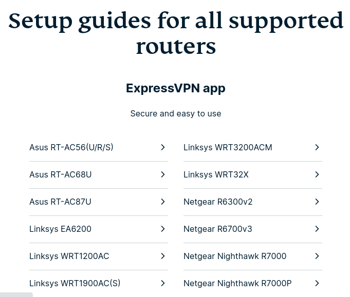 ExpressVPN setup guides for routers